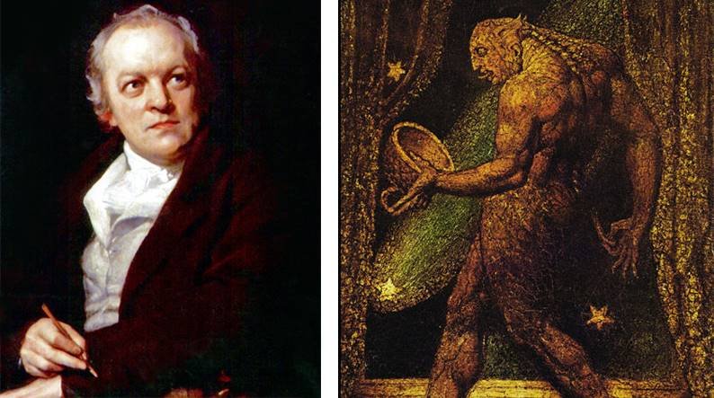 Anglijos Romantizmo epochos rašytojas, vizionierius ir tapytojas Williamas Blake`as (1757–1827) ir jo žymusis paveikslas „Blusos šmėkla“ Šaltinis – en.wikipedia.org