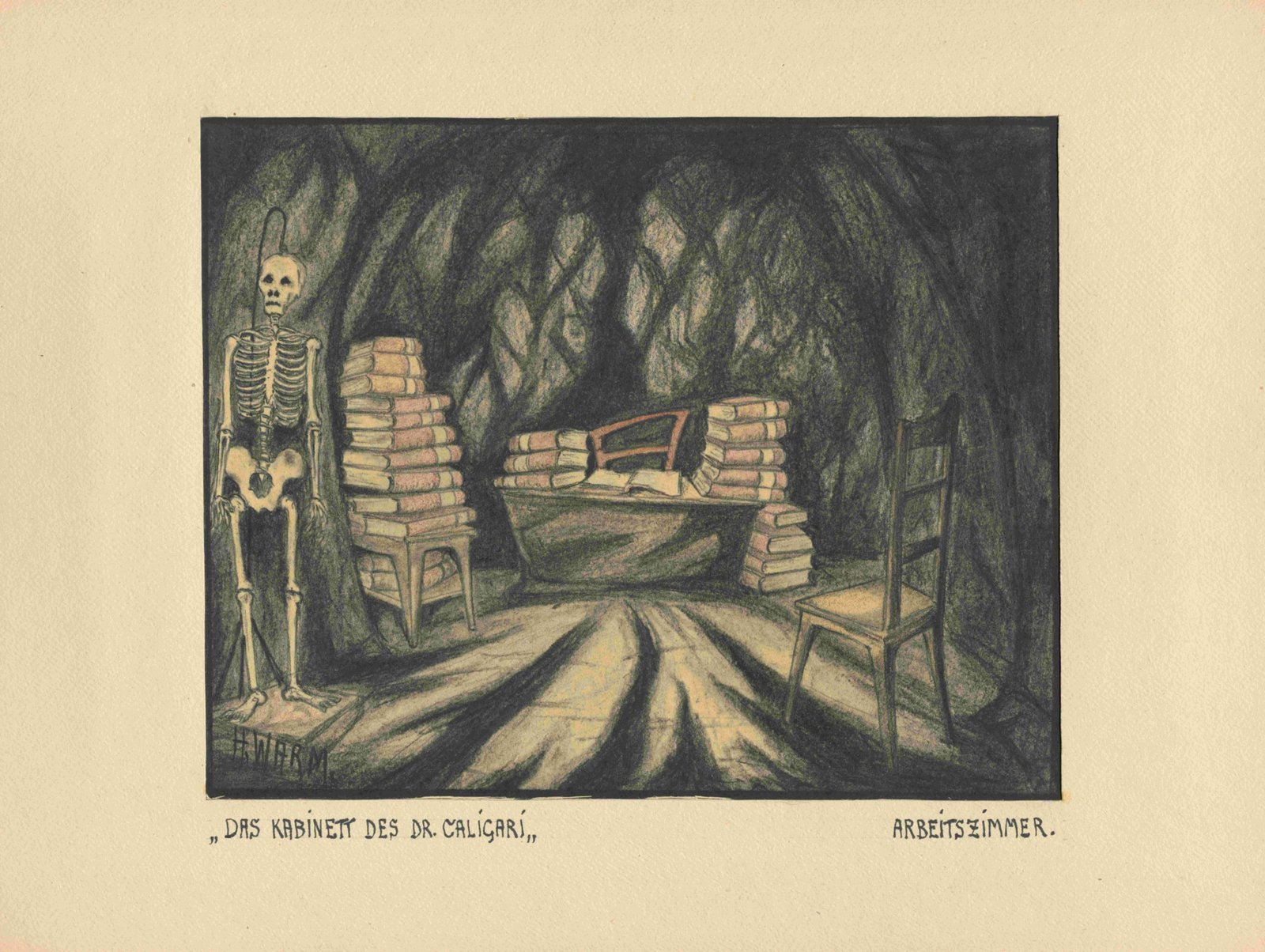 6. „Darbo kambarys“. Hermanno Warmo projektas. Daktaro Kaligario kabinetas“ (rež. R. Wiene, Vokietija, 1920 m.) „Deutsche Kinemathek“. Hermanno Warmo archyvas